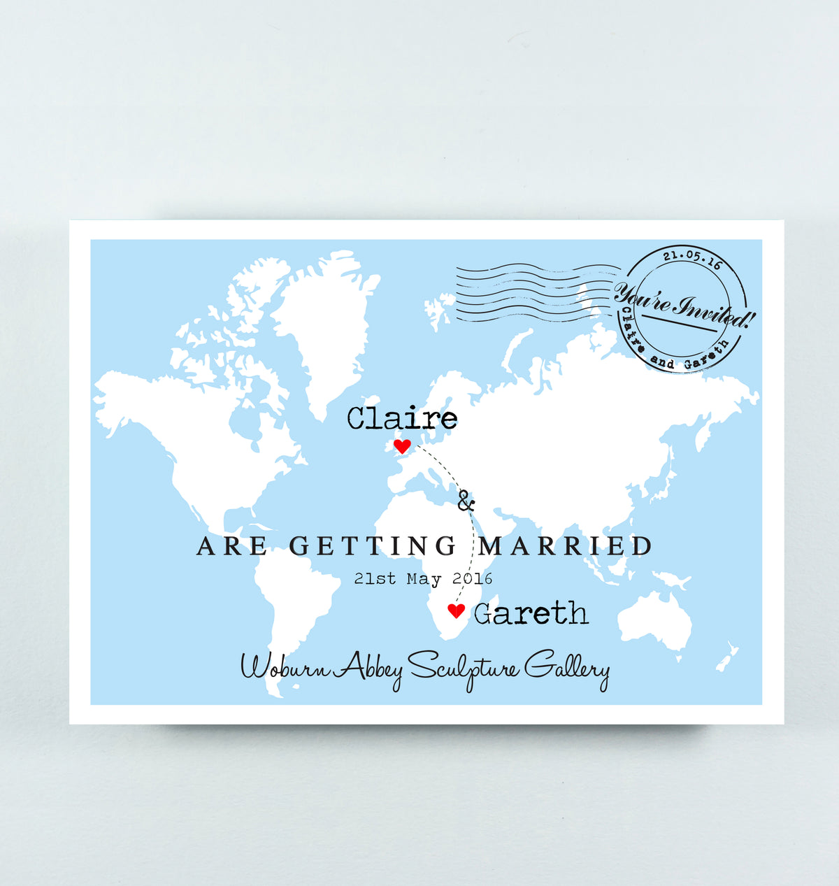 TRAVEL INSPIRED WORLD MAP WEDDING INVITATION
