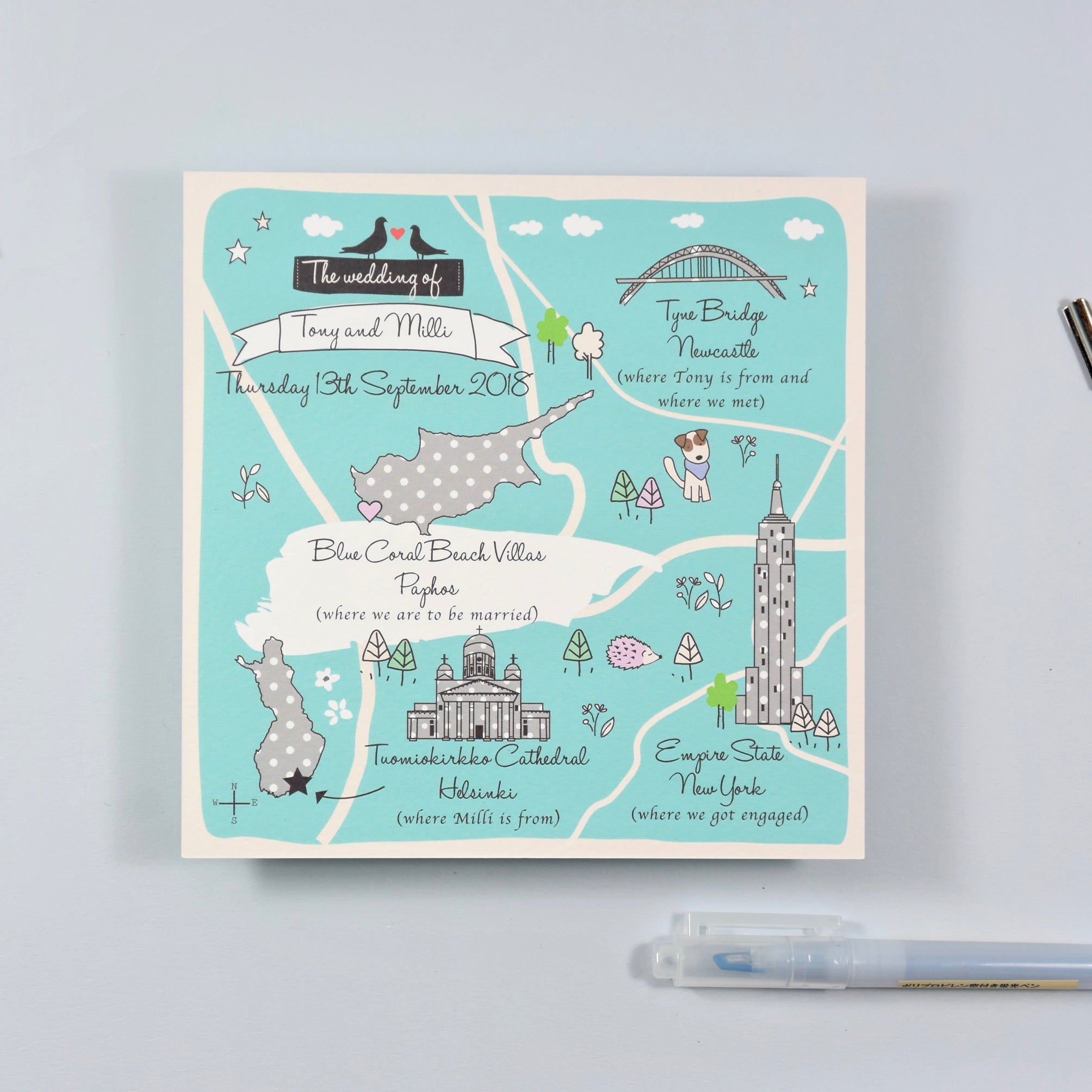 Places Bespoke Map Invitation