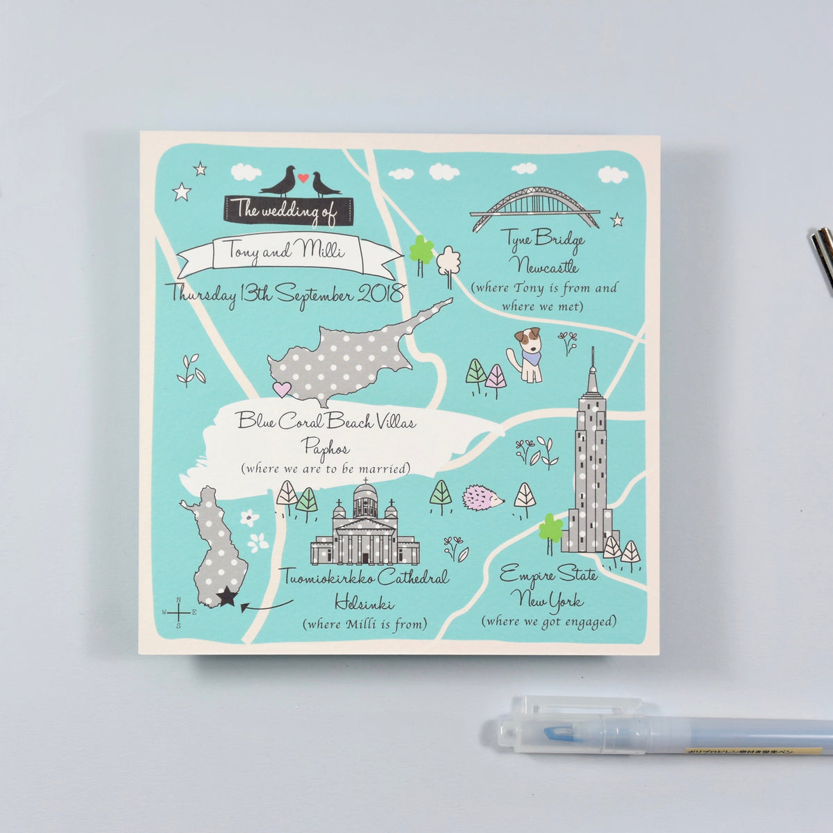 Places Bespoke Map Invitation