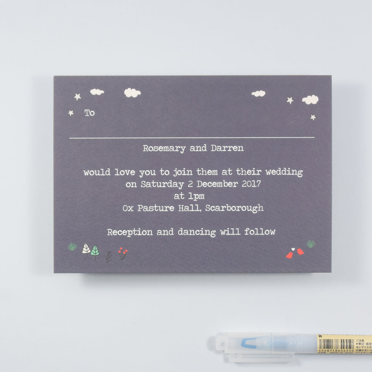 Winter Illustrated Bespoke Map Invitation