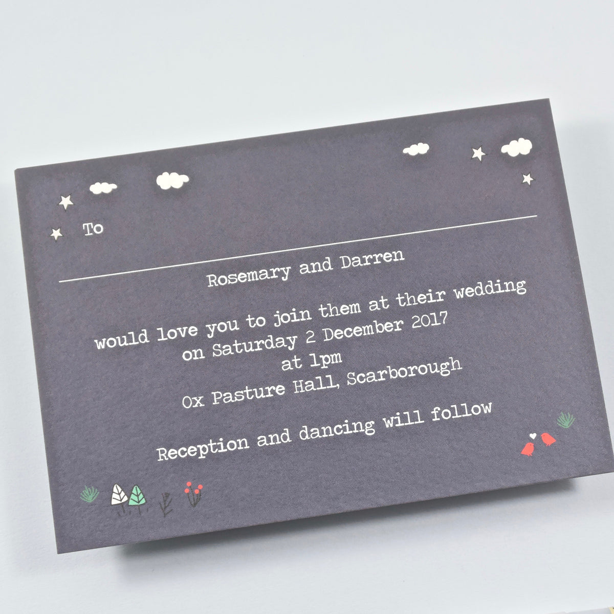Winter Illustrated Bespoke Map Invitation