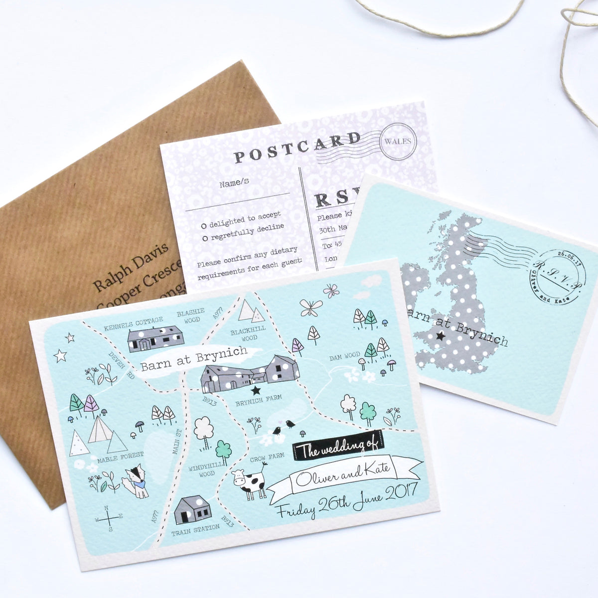 Spring/Summer Illustrated Bespoke Map Invitation