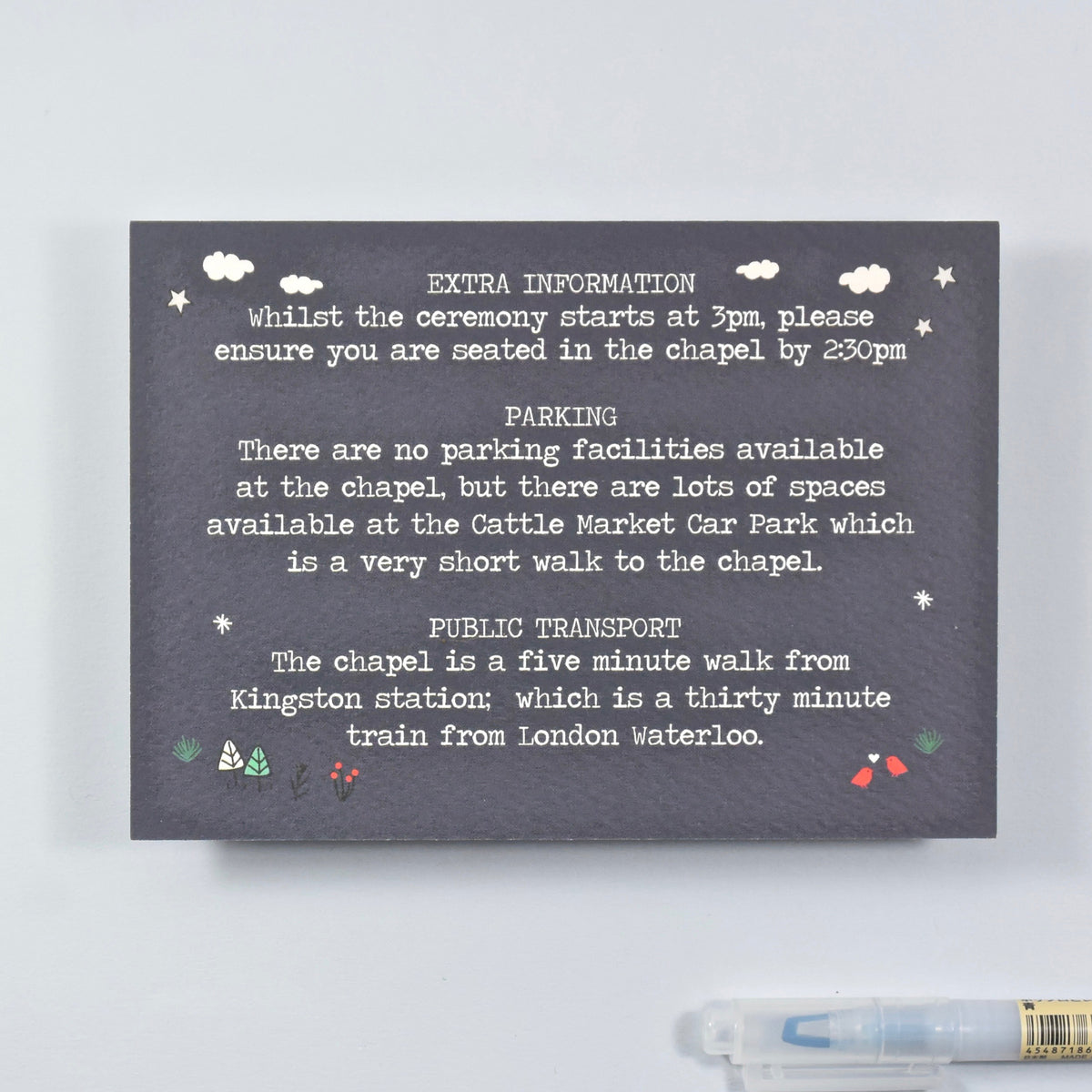 Winter Illustrated Bespoke Map Invitation
