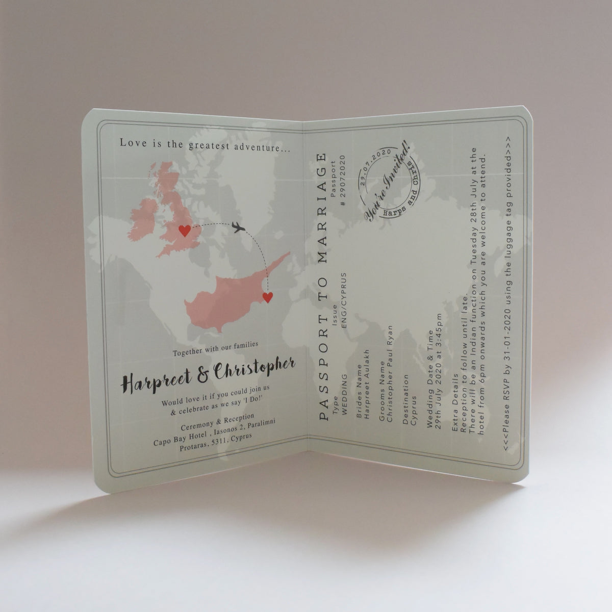 World Map Passport Invitation