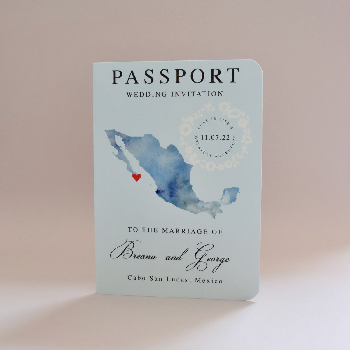 Passport Wedding Invitation - Watercolour Style