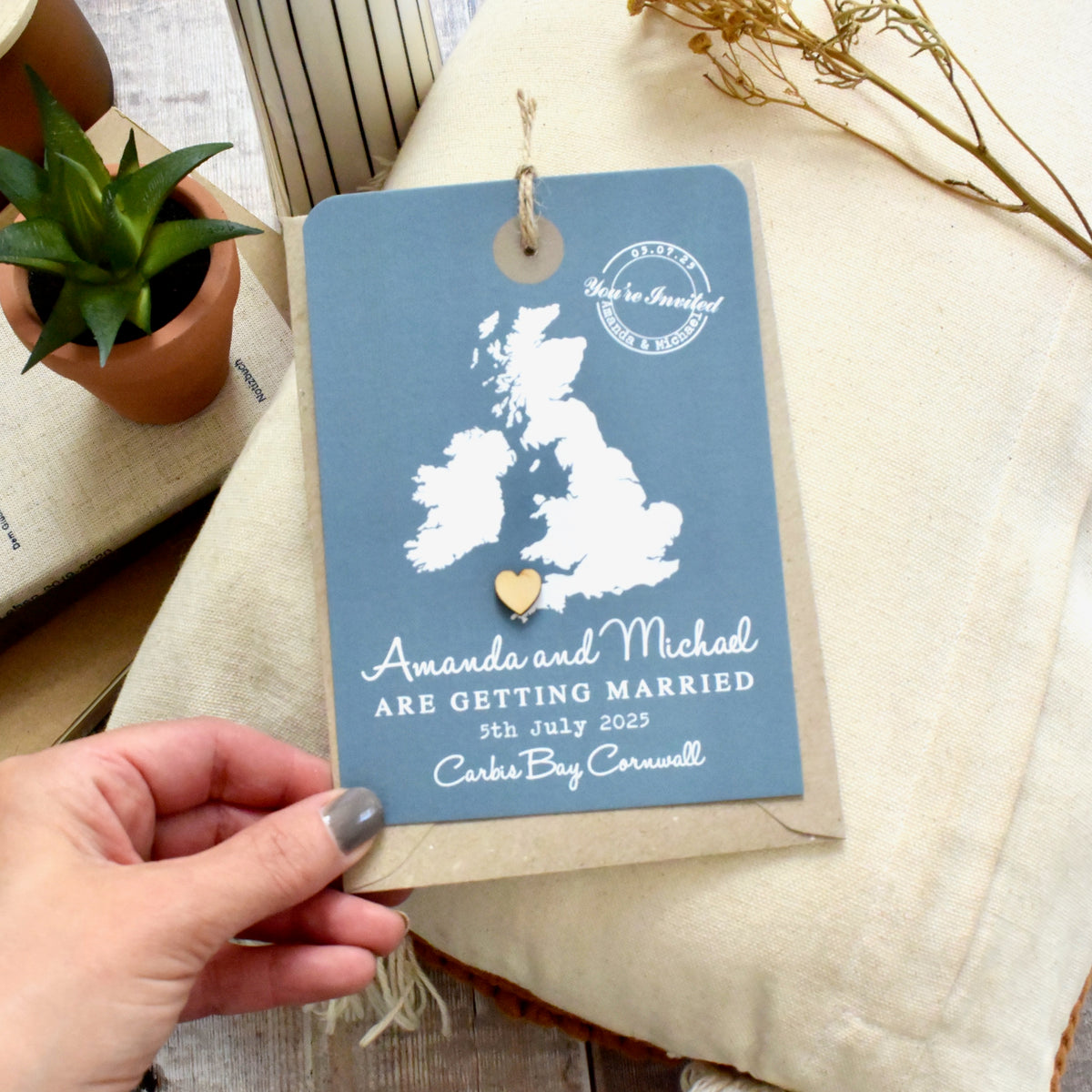 Luggage Tag Wedding Invitation/white text