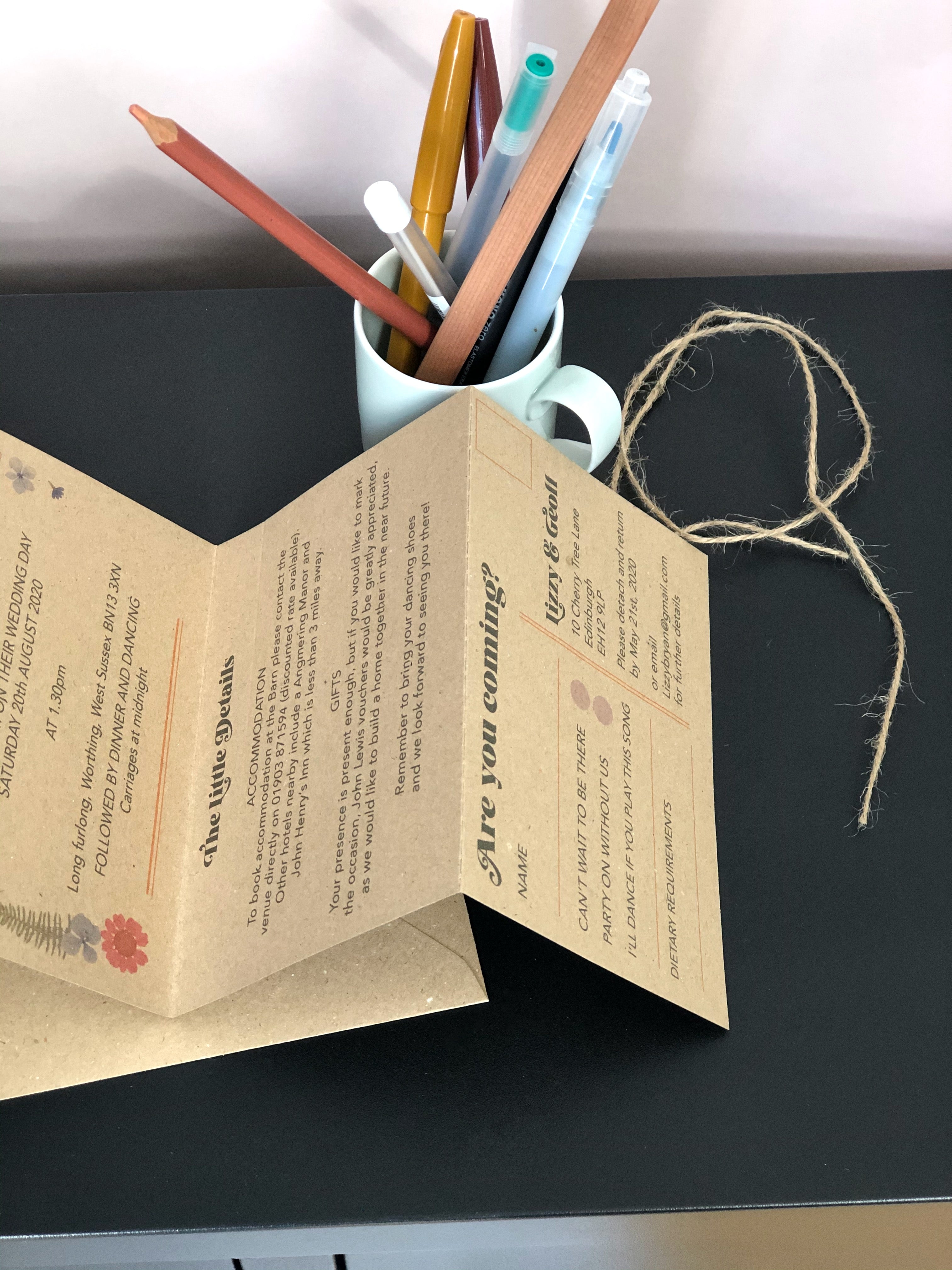 Retro Style Pressed Flower Wedding Invitation
