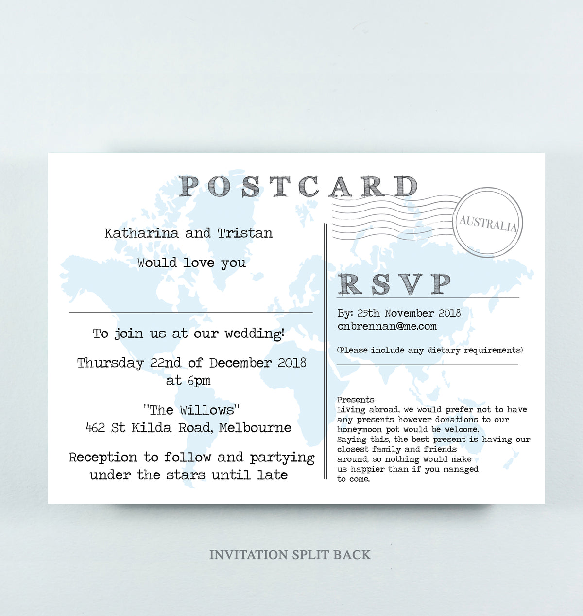 TRAVEL INSPIRED WORLD MAP WEDDING INVITATION