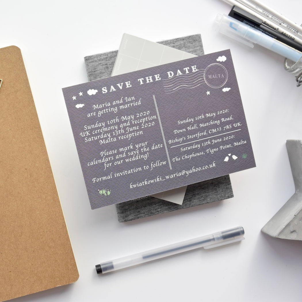 Save the Date Illustrated Bespoke Map - Navy