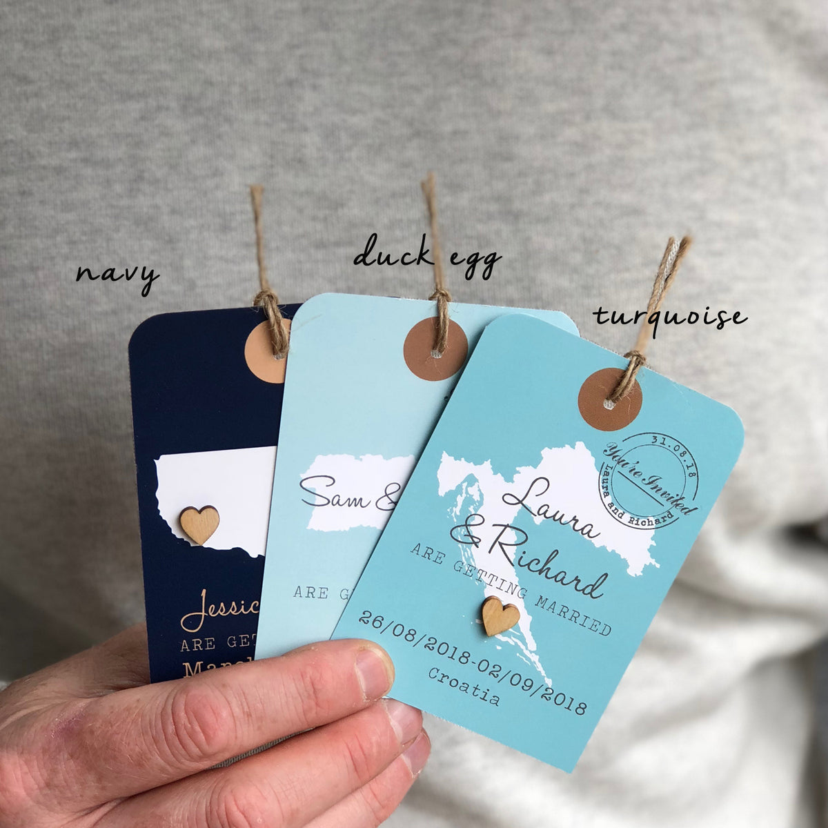 Bespoke Map Luggage Tag with wooden heart