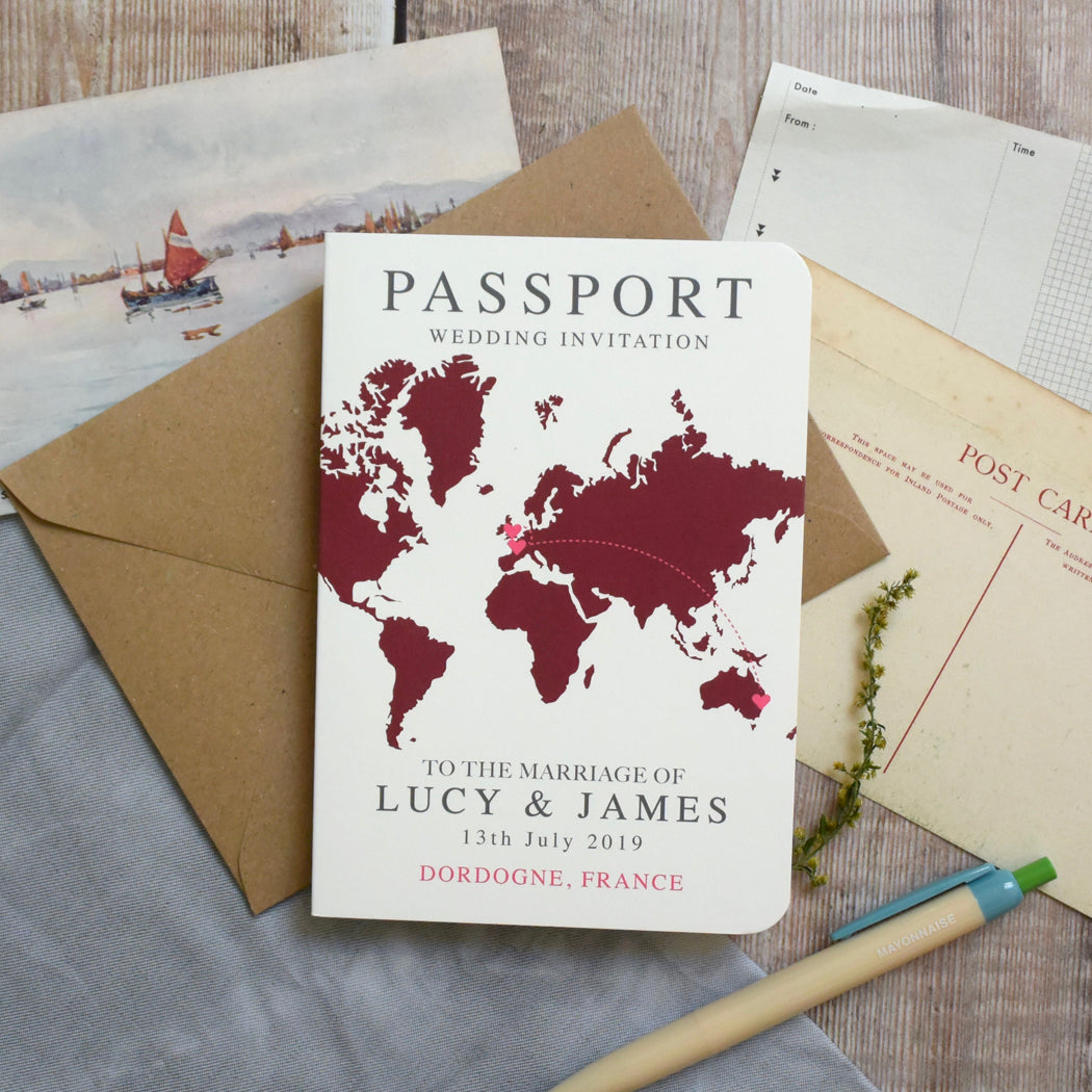 World Map Passport Invitation