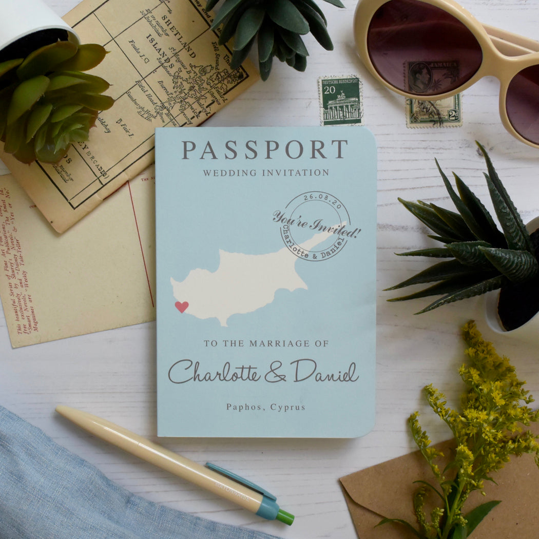 Map Passport Wedding Invitation