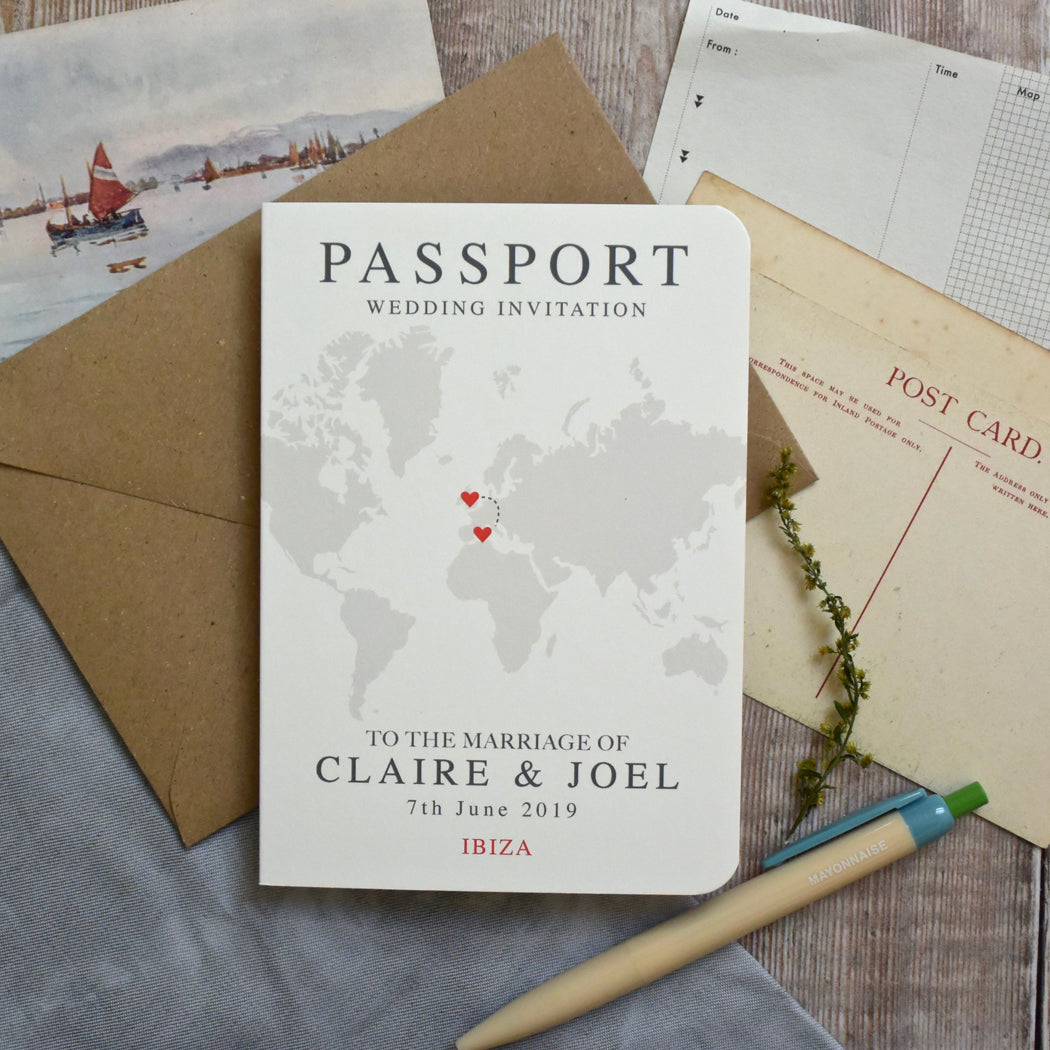 World Map Passport Invitation