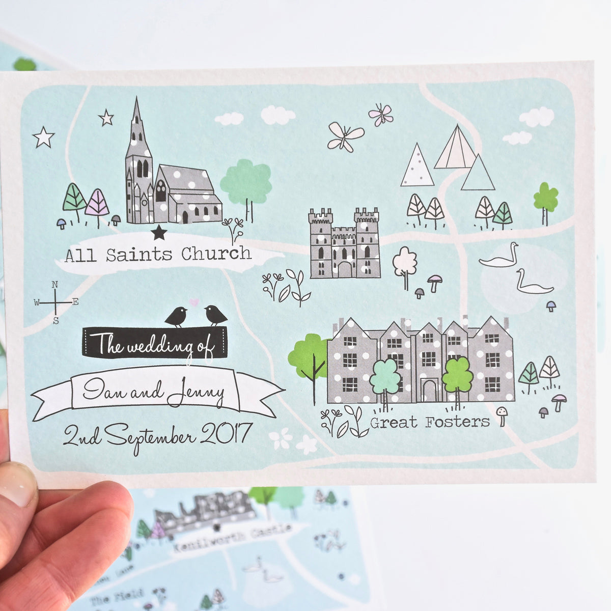 Spring/Summer Illustrated Bespoke Map Invitation