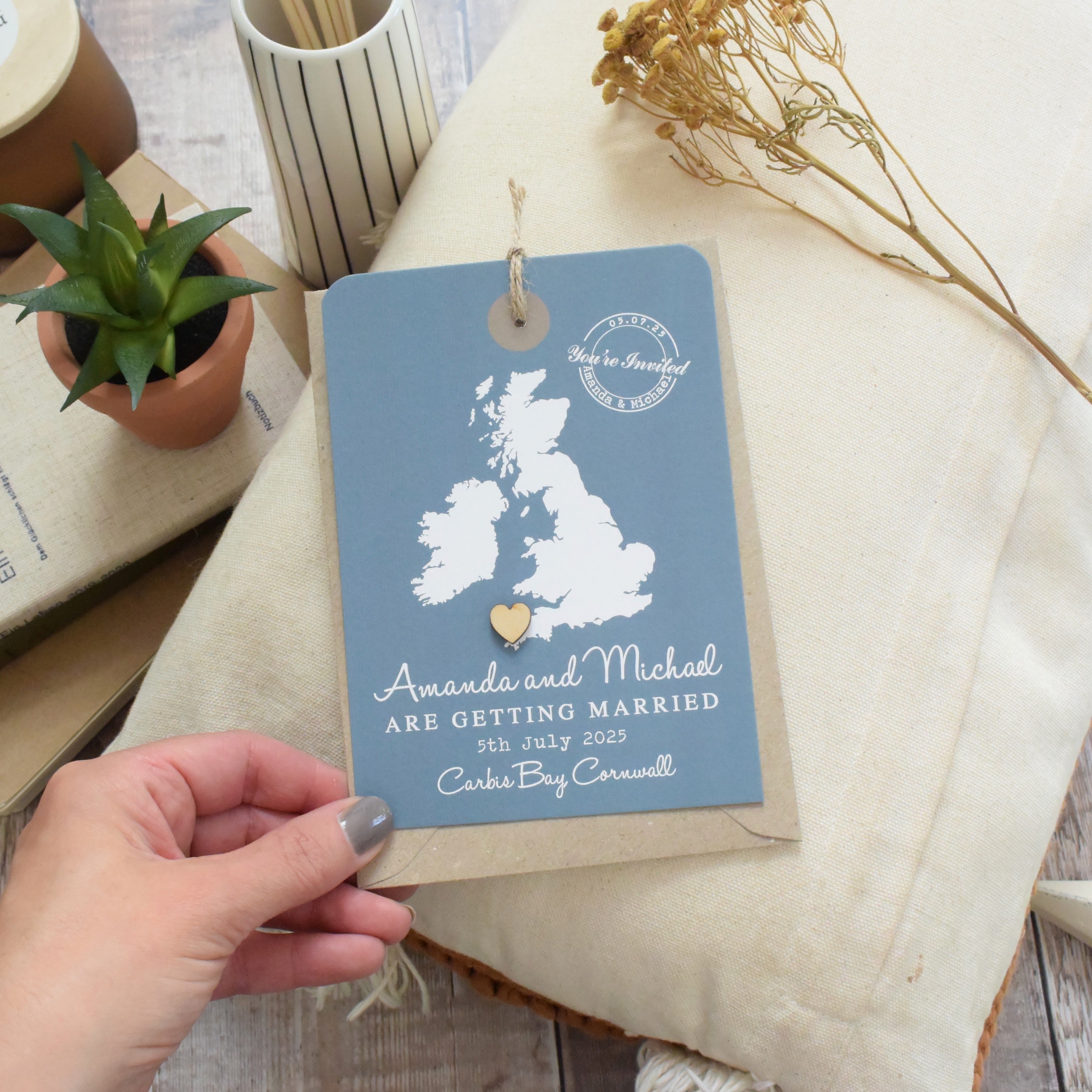 Luggage Tag Wedding Invitation/white text