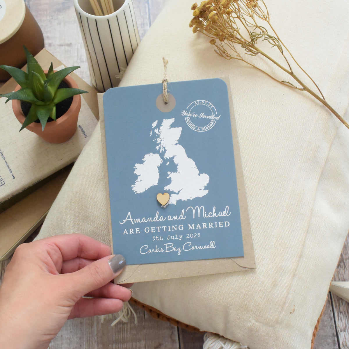 Luggage Tag Wedding Invitation/white text