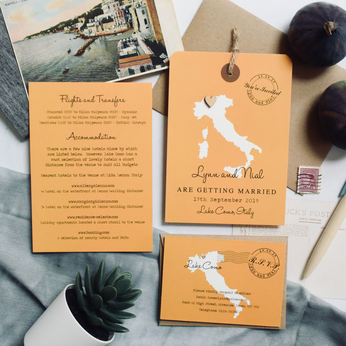 Luggage Tag Map Wedding Invitation