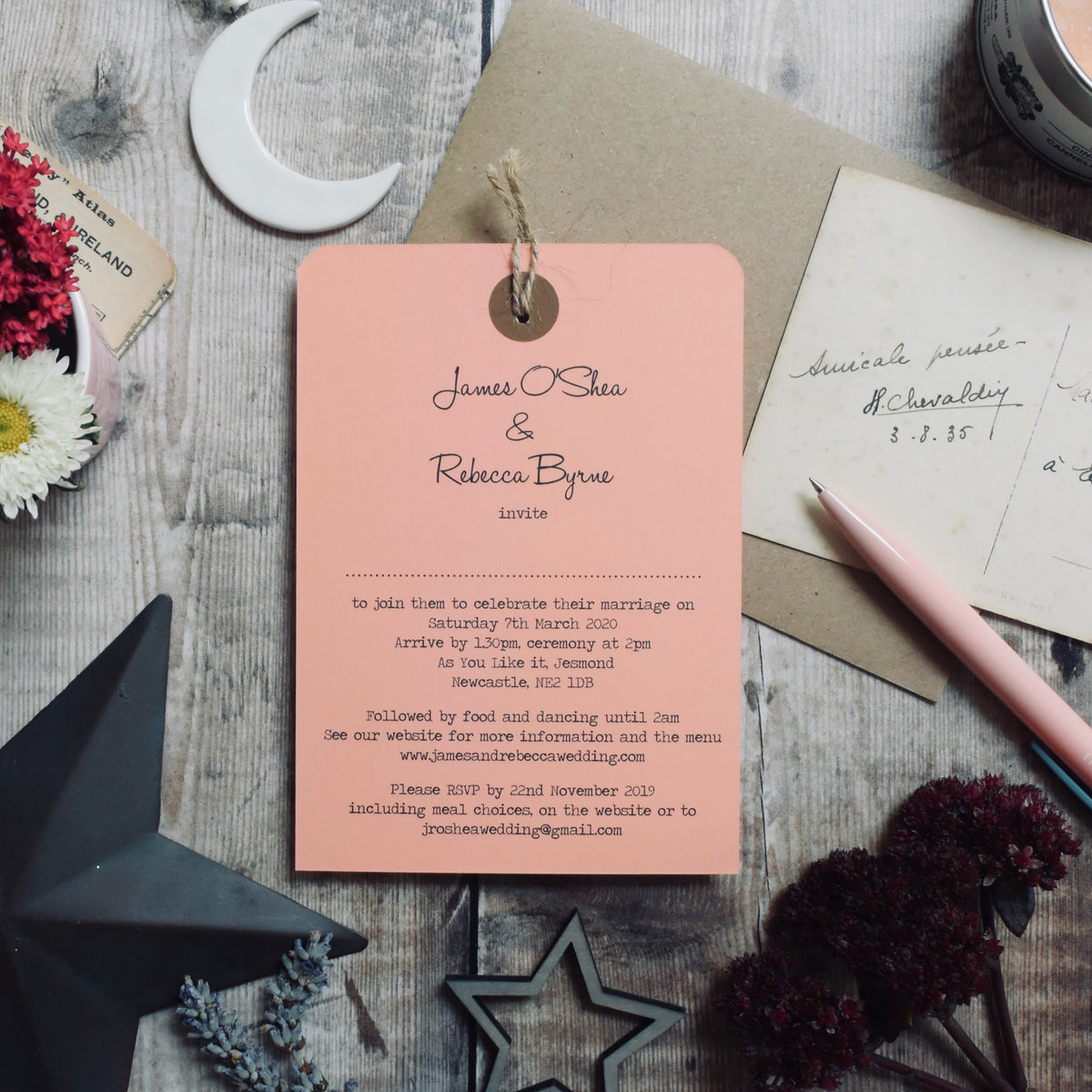 Luggage Tag Map Wedding Invitation