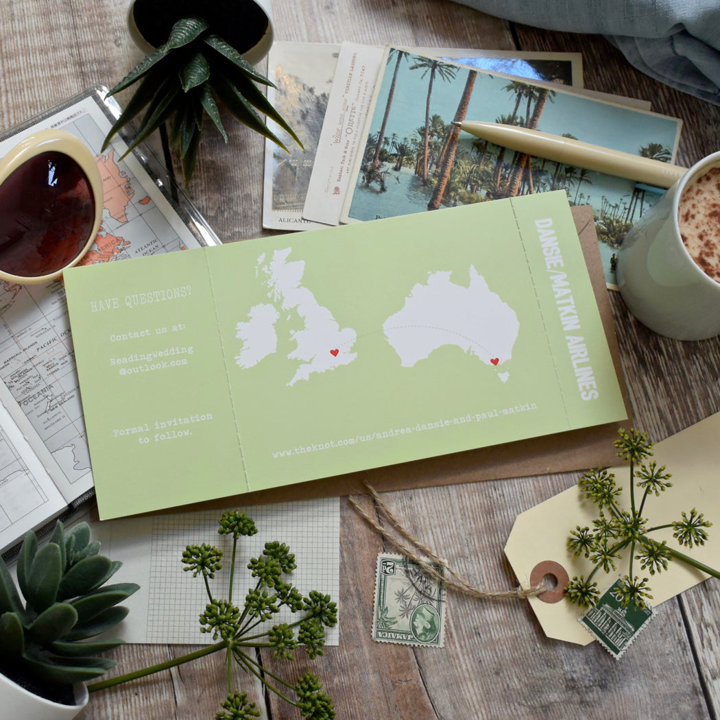 Map Location Boarding Pass Save the Date