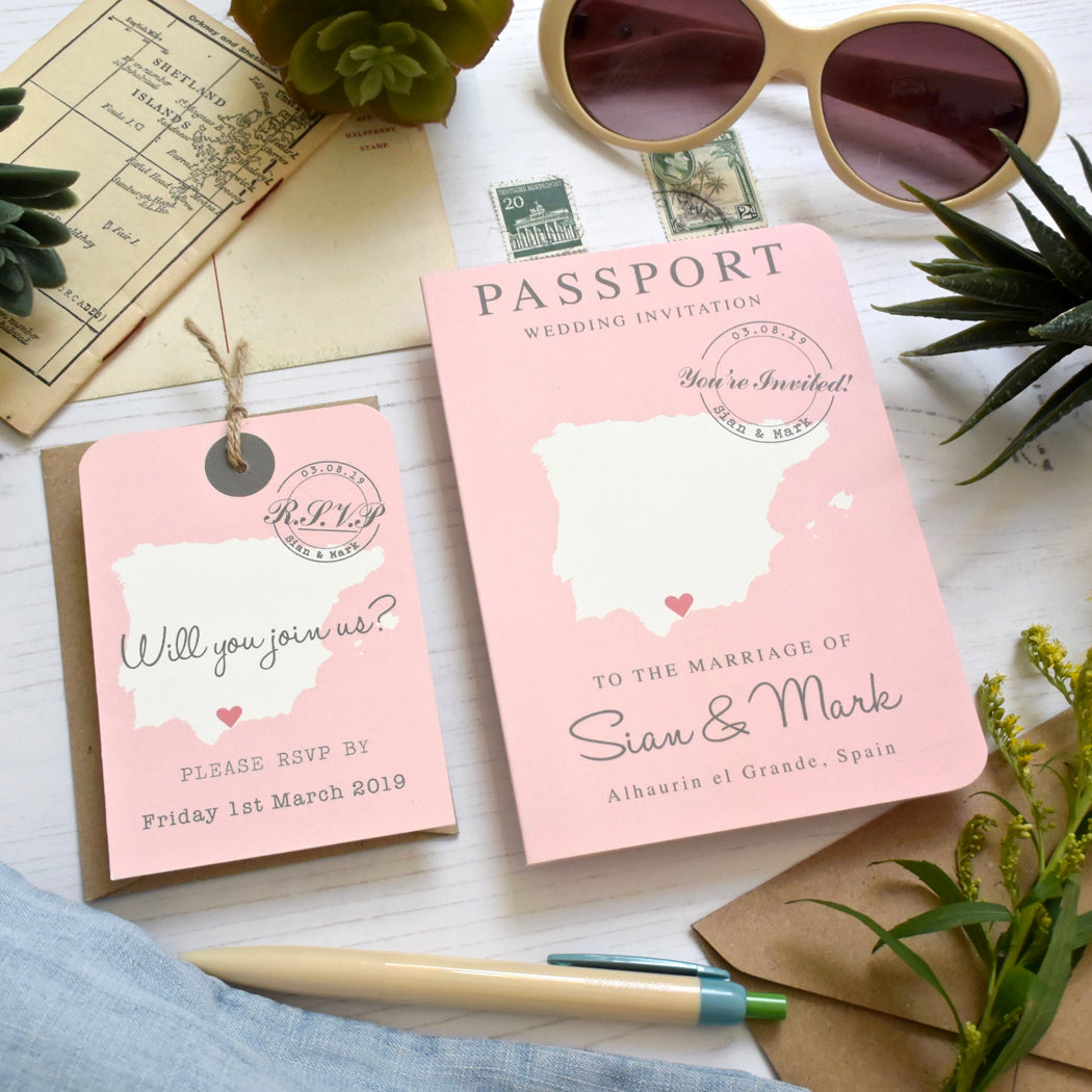 Map Passport Wedding Invitation