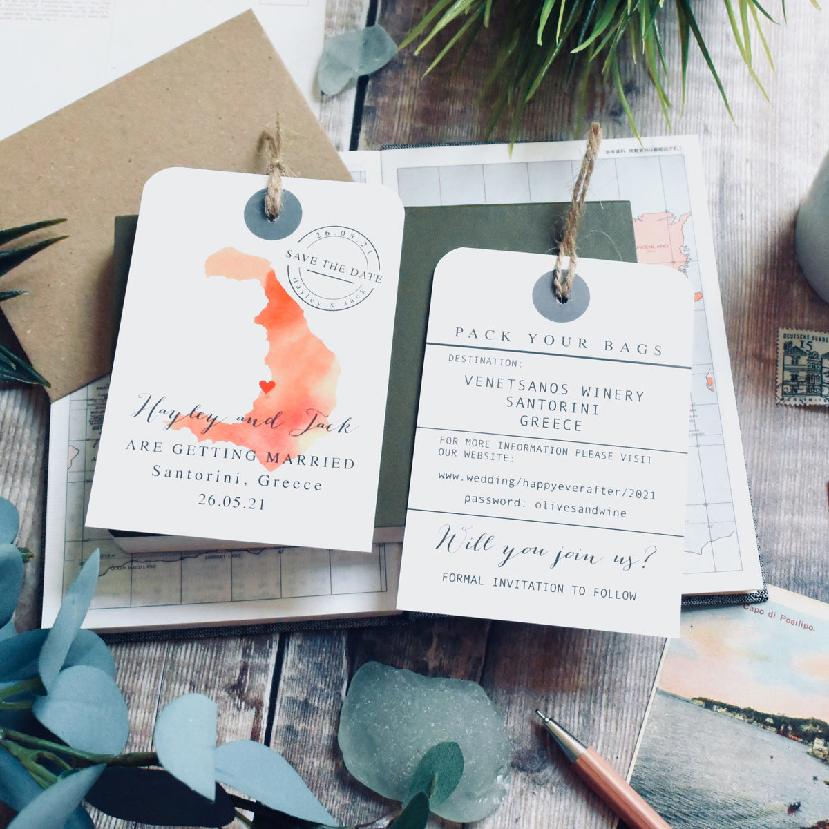 Hayley- Watercolour Style Map Luggage tag