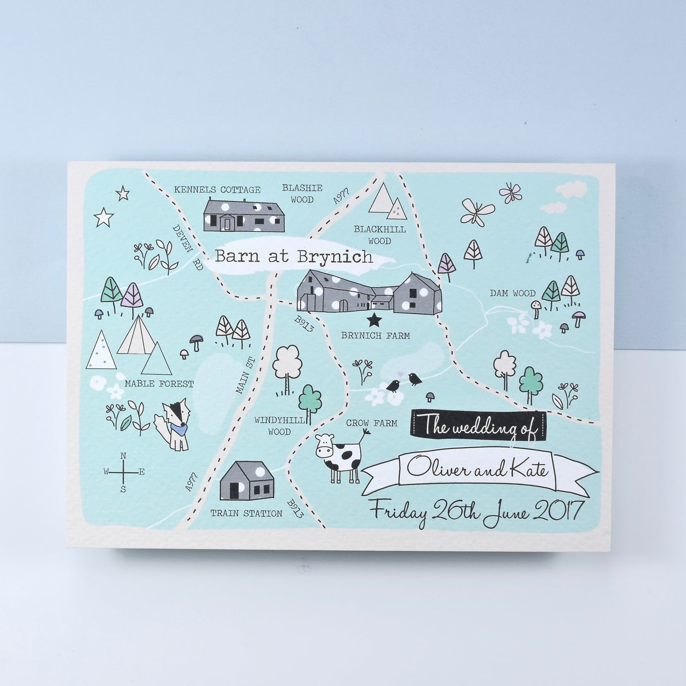 Spring/Summer Illustrated Bespoke Map Invitation