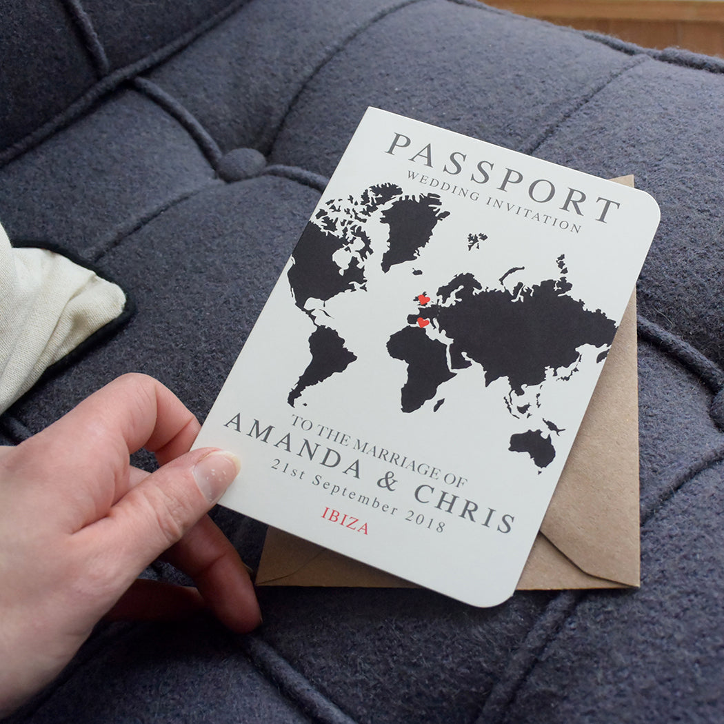 World Map Passport Invitation