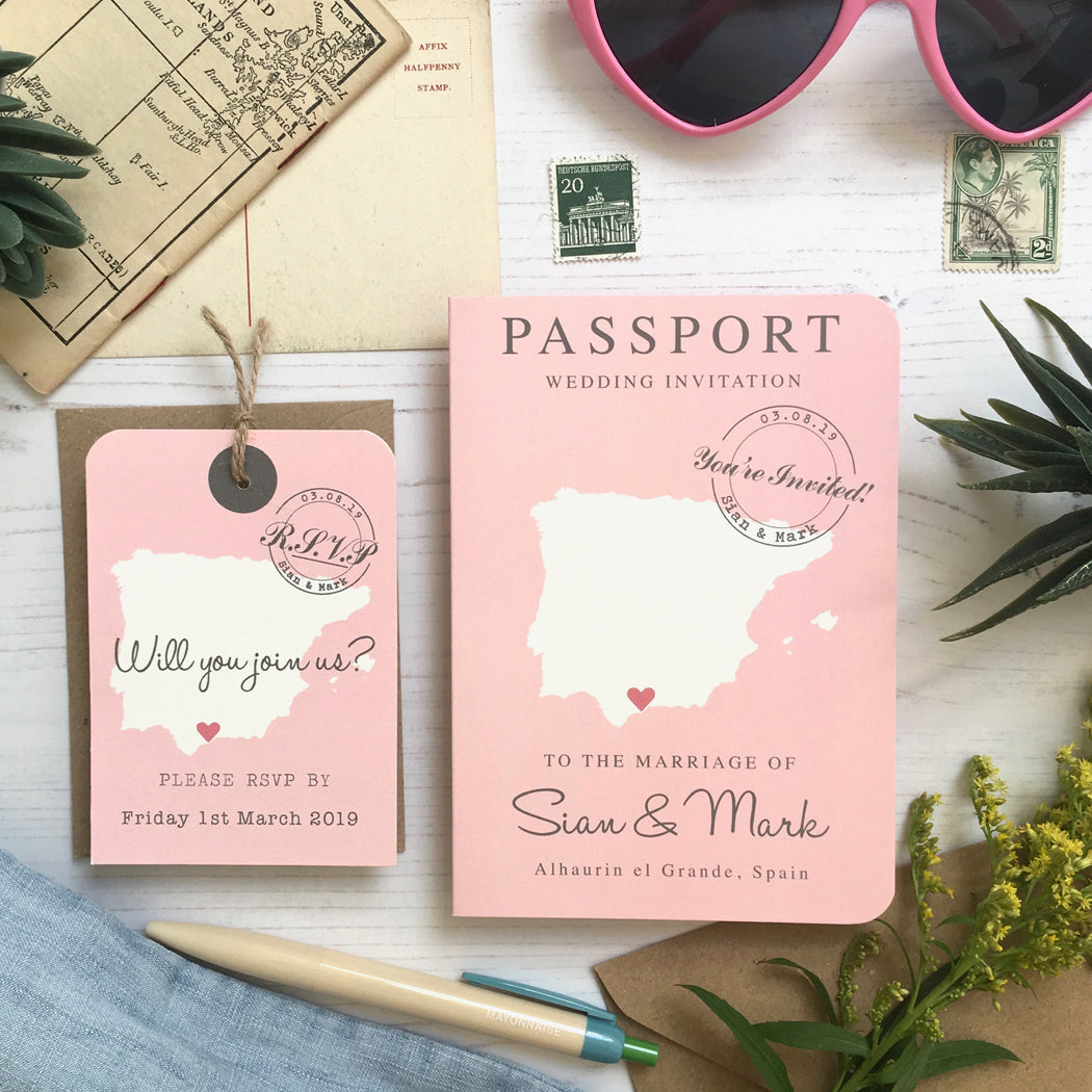 Map Passport Wedding Invitation