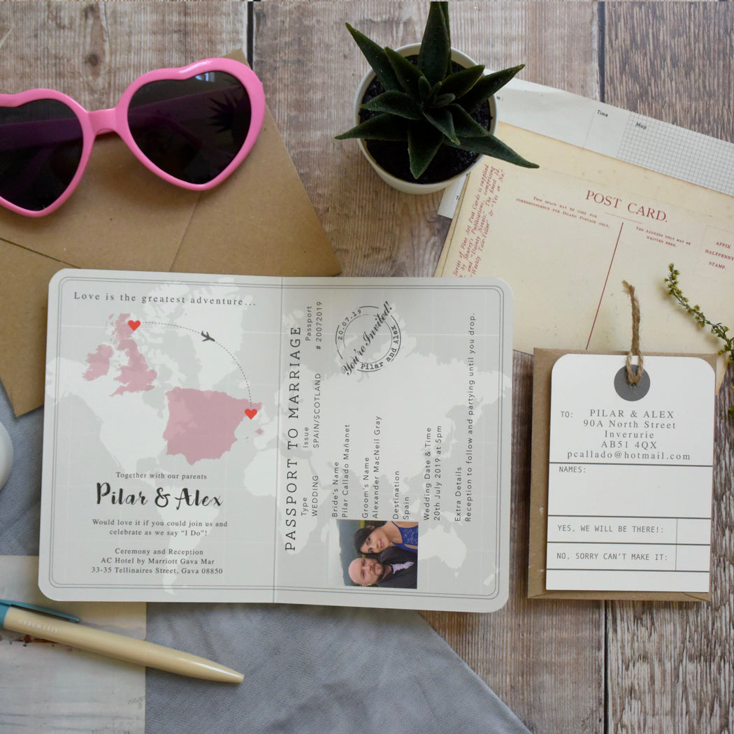 World Map Passport Invitation