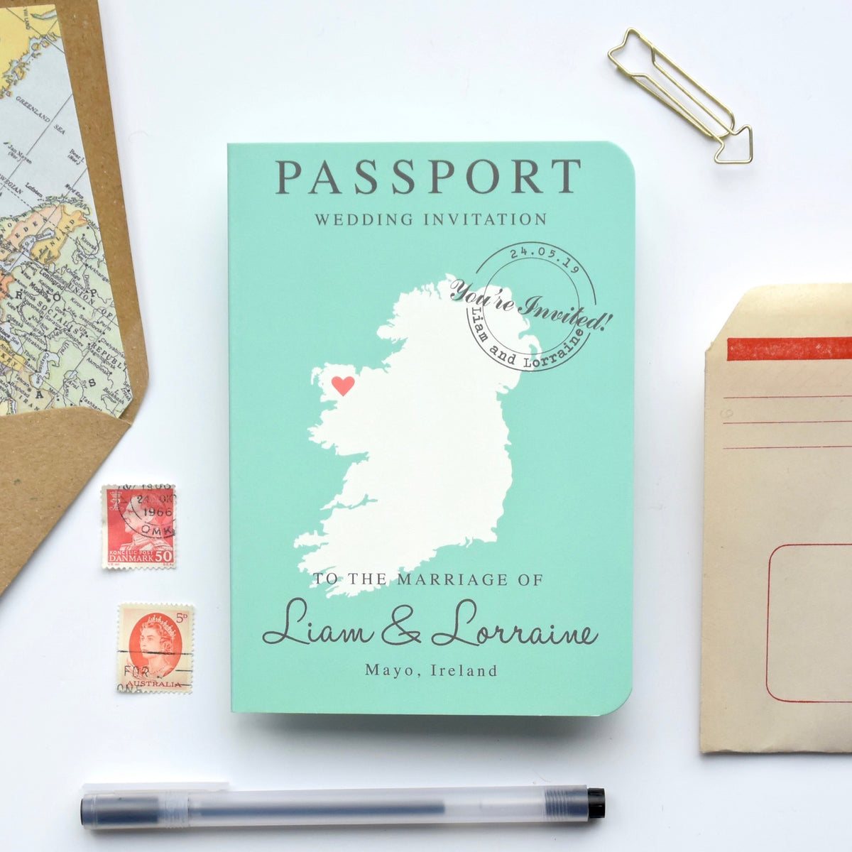 Map Passport Wedding Invitation