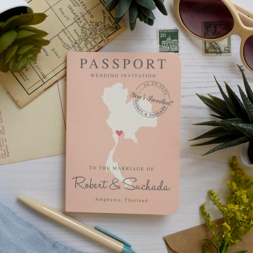 Map Passport Wedding Invitation