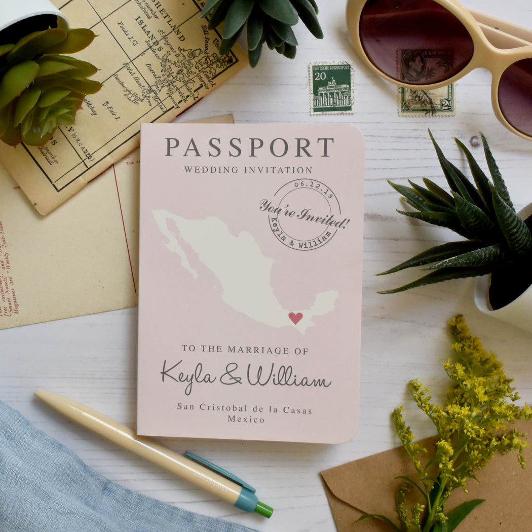 Map Passport Wedding Invitation