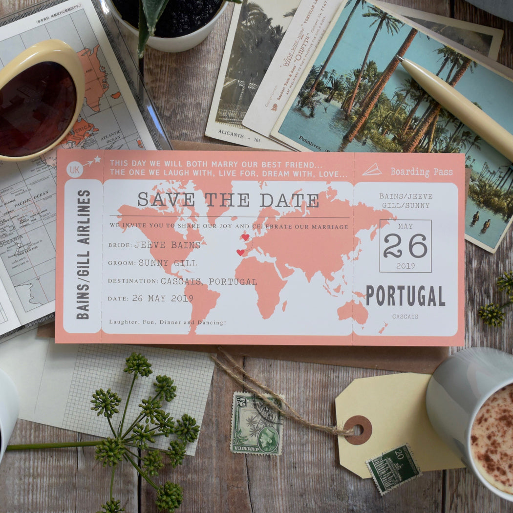 Map Location Boarding Pass Save the Date