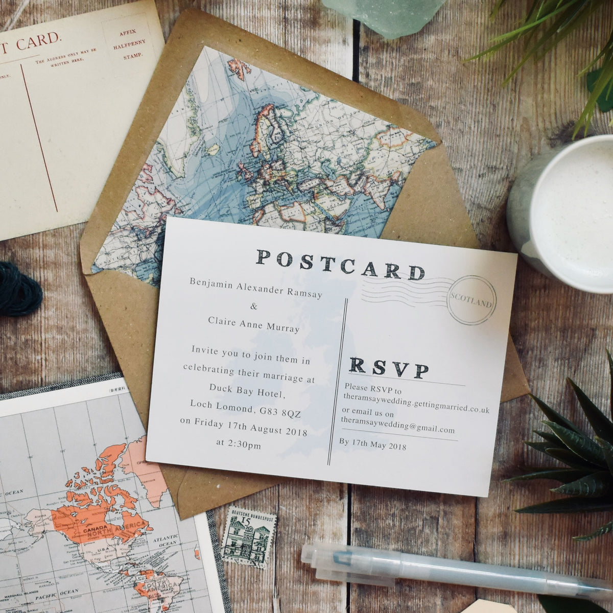 'Deborah' - Location map postcard on colour