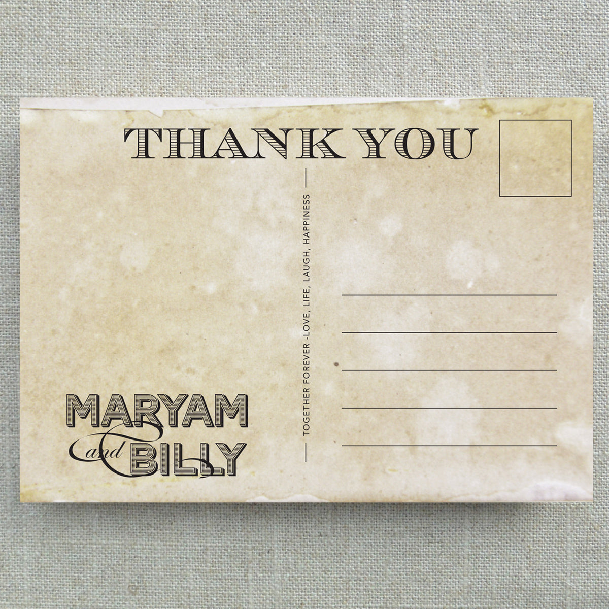 Personalised Vintage Style Thank you Postcards
