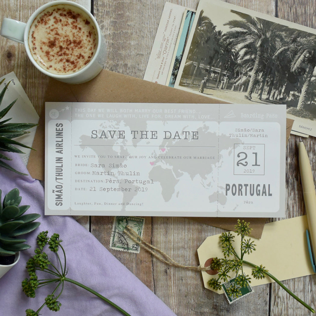 Map Location Boarding Pass Save the Date