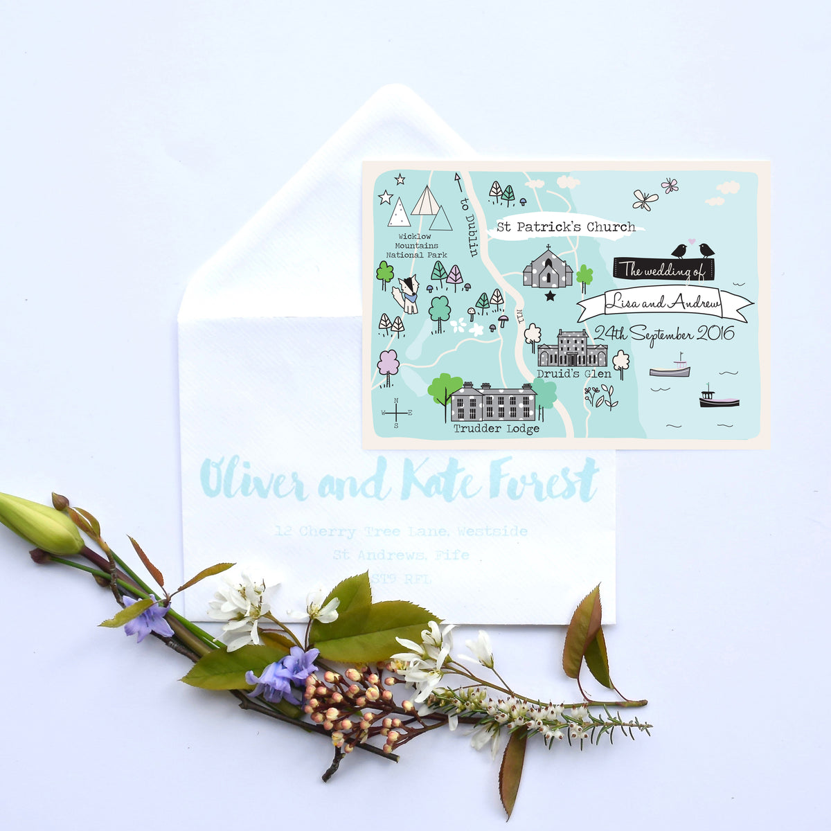 Spring/Summer Illustrated Bespoke Map Invitation