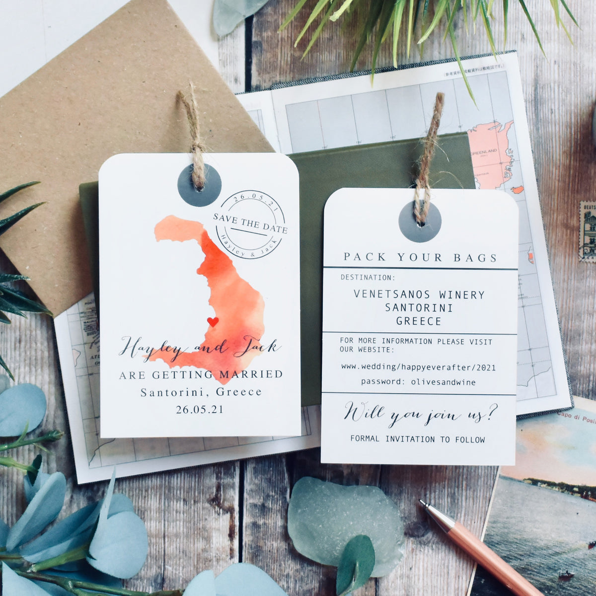 Hayley- Watercolour Style Map Luggage tag