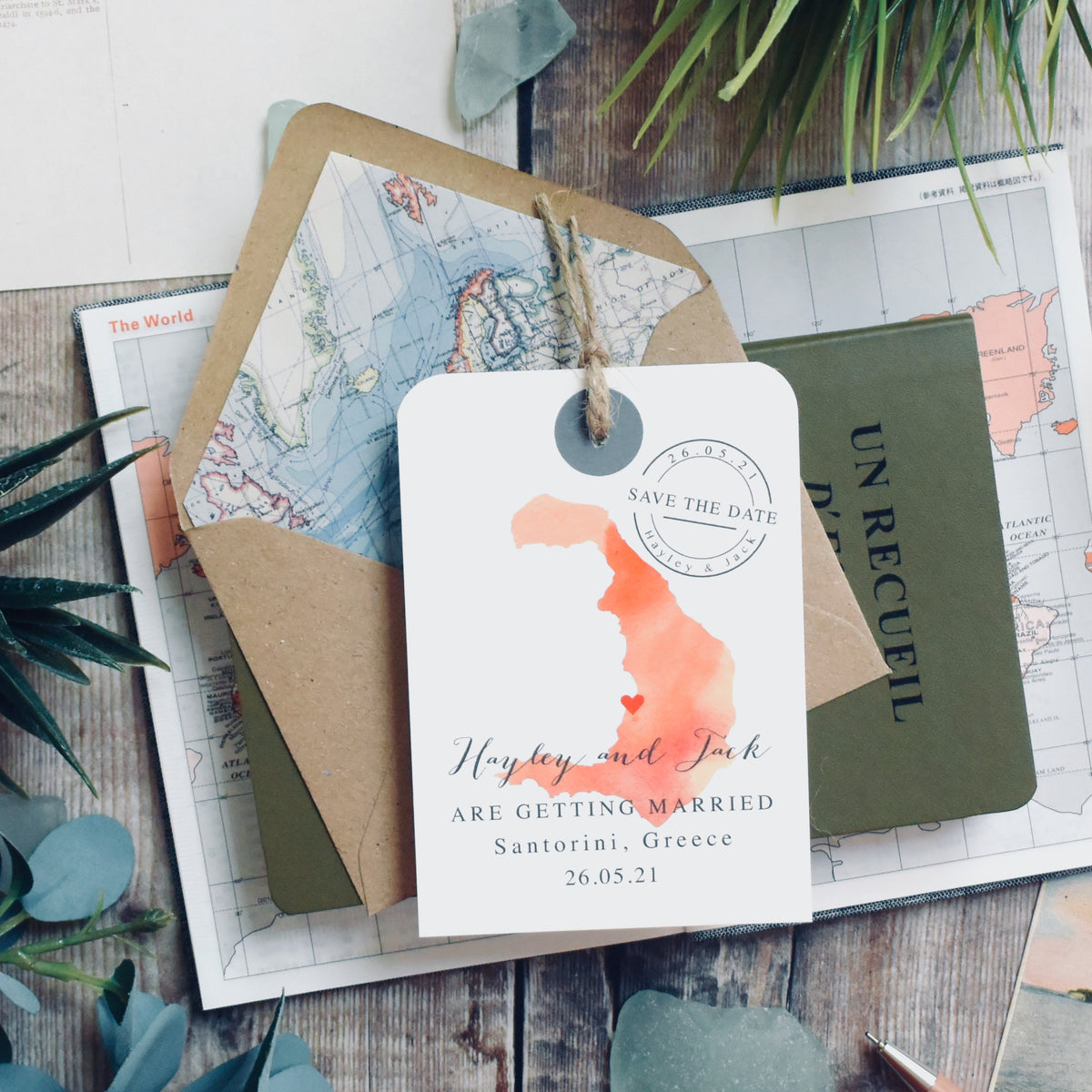 Hayley- Watercolour Style Map Luggage tag