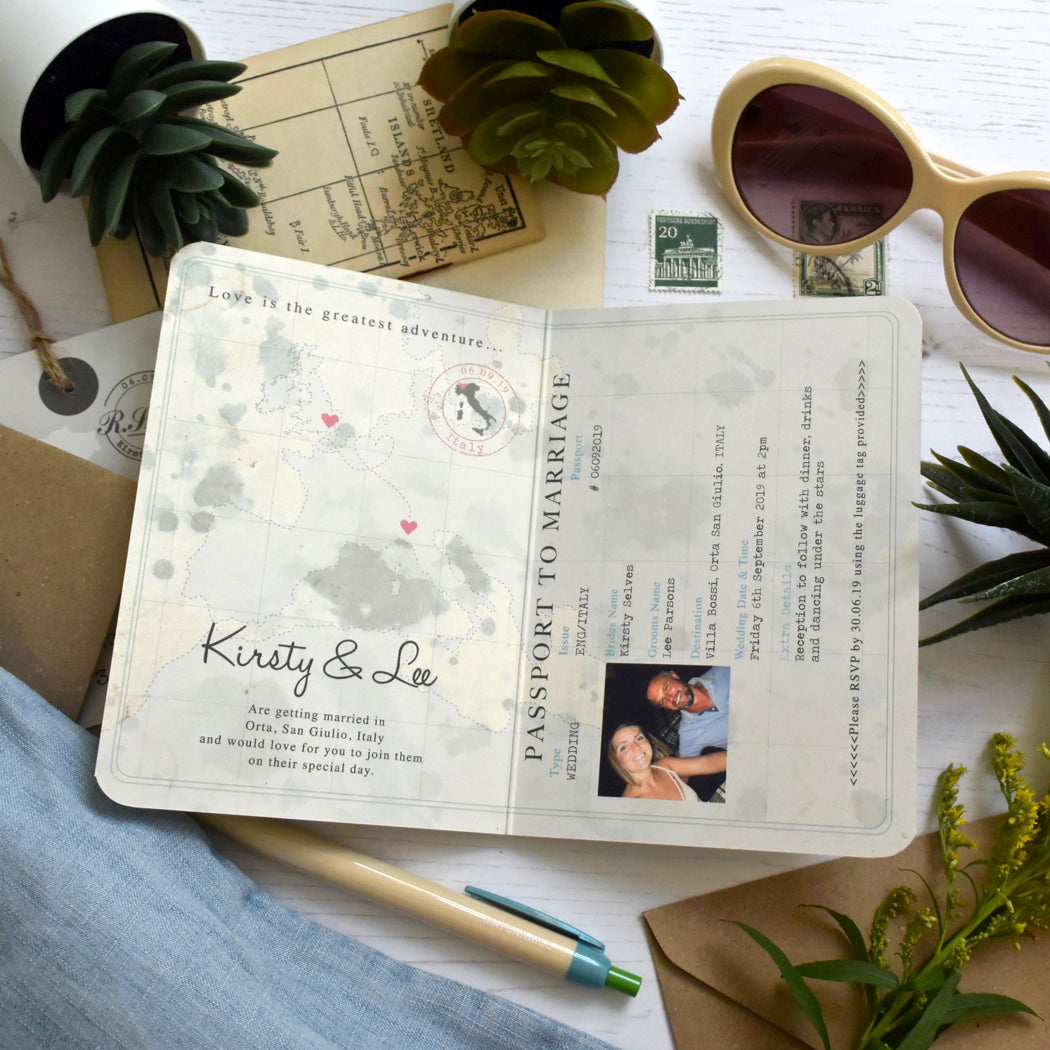 Map Passport Wedding Invitation