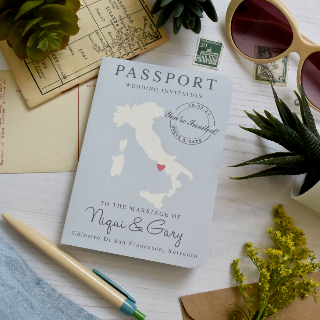 Map Passport Wedding Invitation