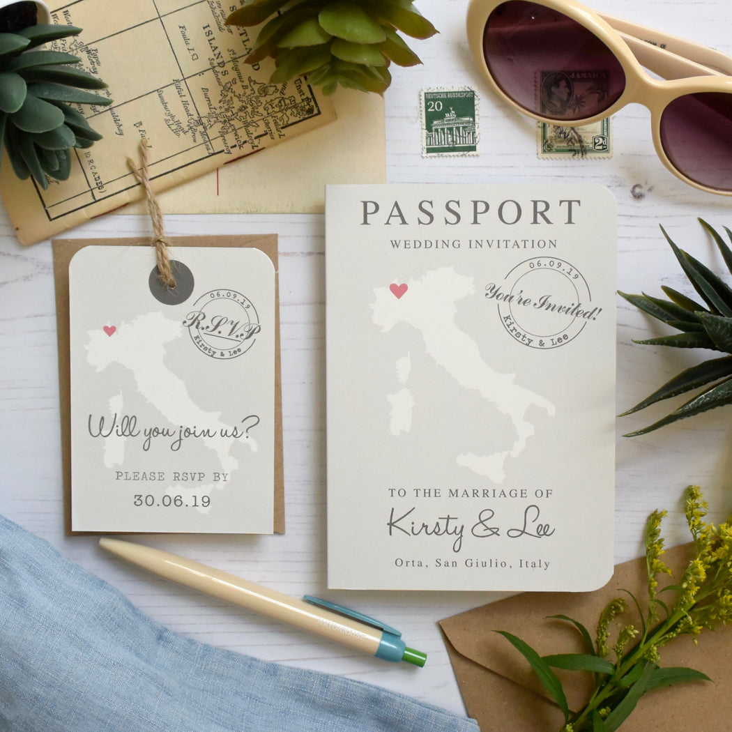 Map Passport Wedding Invitation