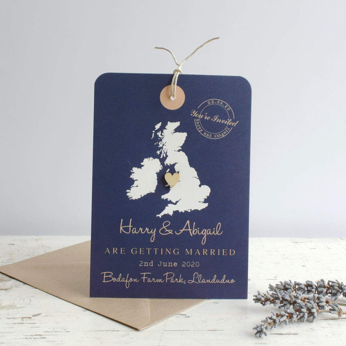 Luggage Tag Map Wedding Invitation