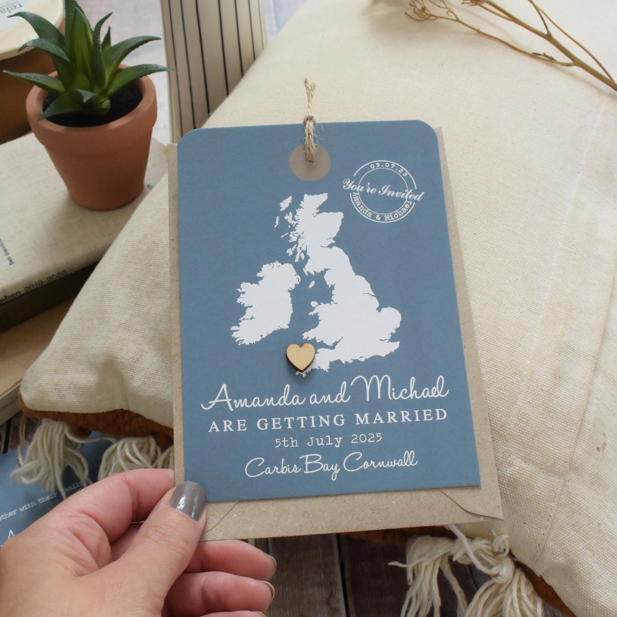 Luggage Tag Wedding Invitation/white text