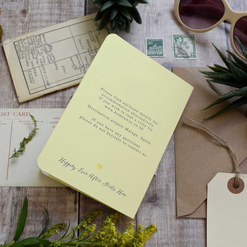 Passport Wedding Invitation - Watercolour Style