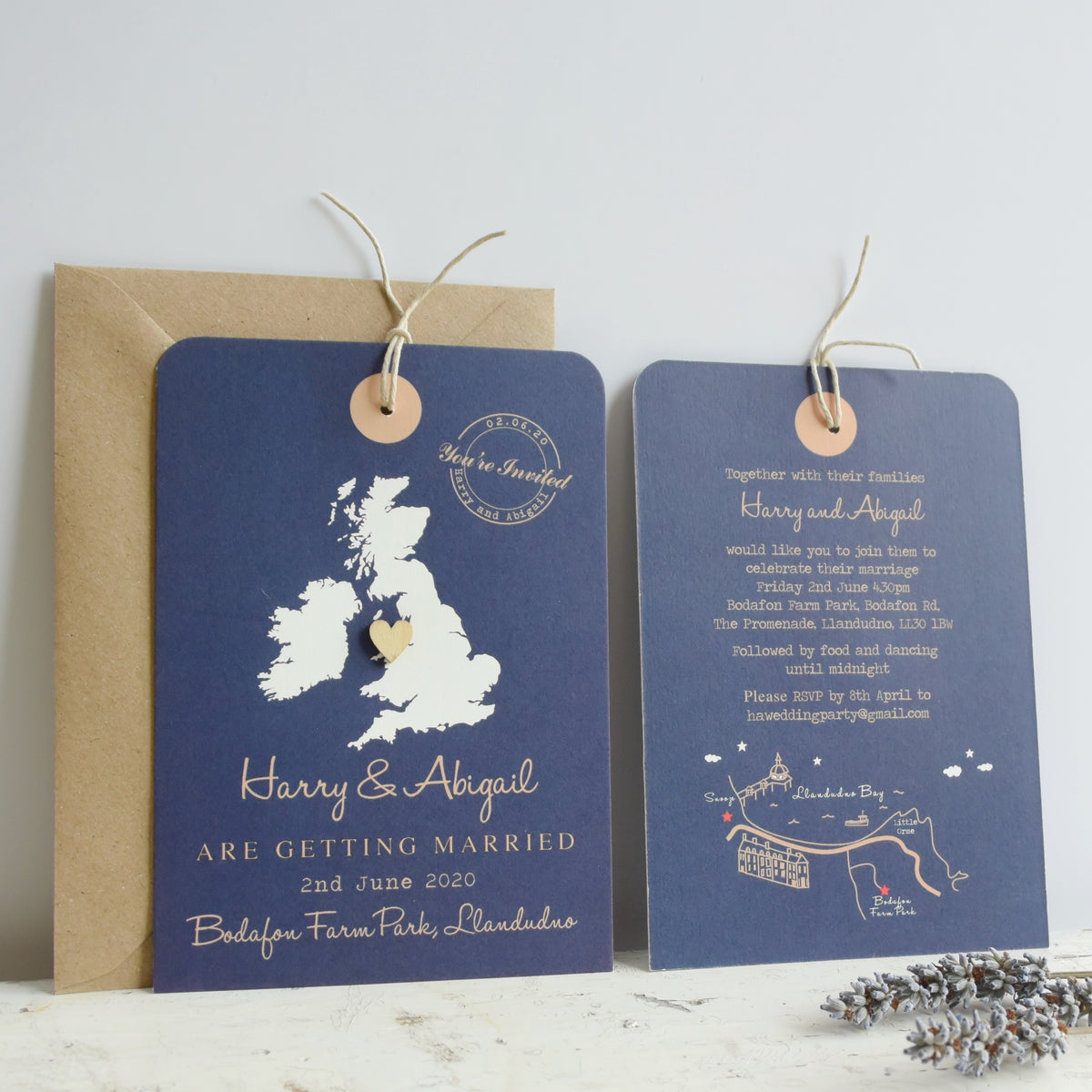 Luggage Tag Map Wedding Invitation