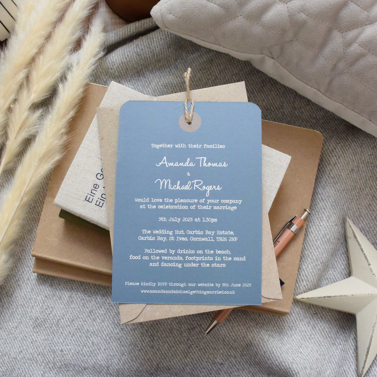 Luggage Tag Wedding Invitation/white text