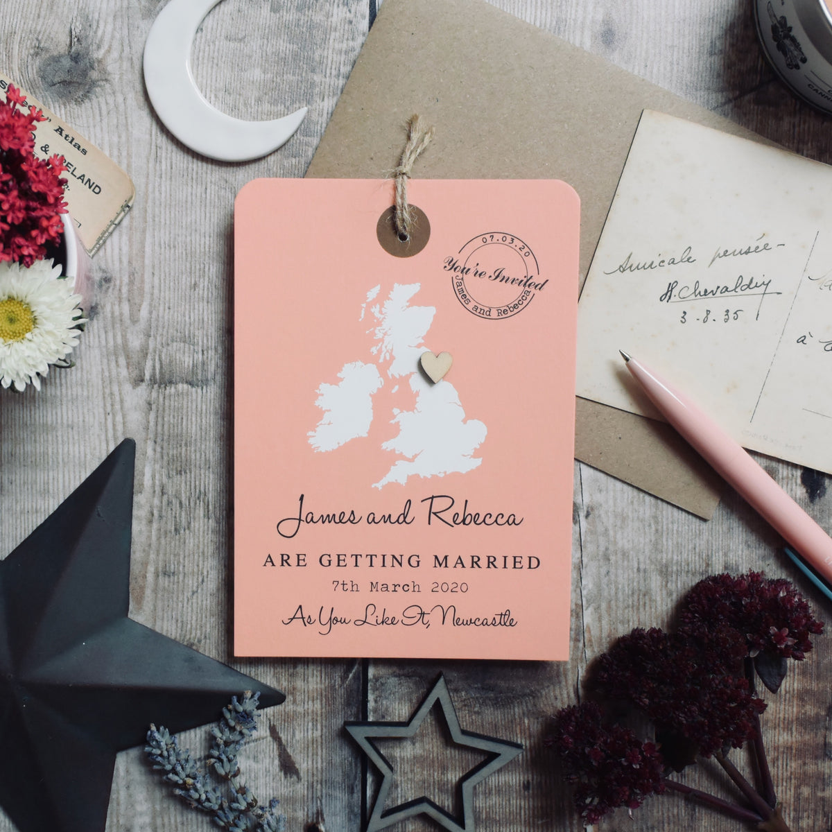 Luggage Tag Map Wedding Invitation