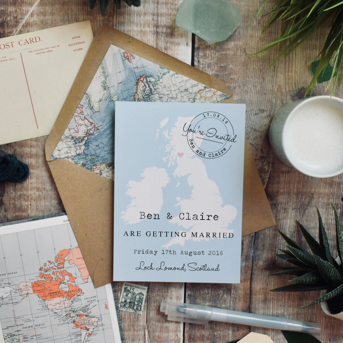 'Deborah' - Location map postcard on colour