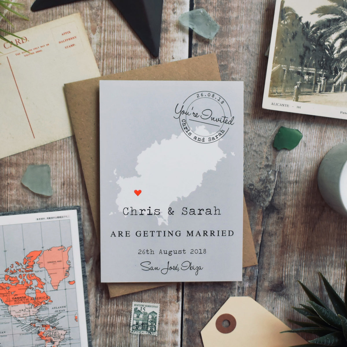 'Deborah' - Location map postcard on colour